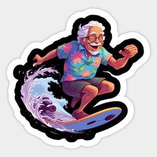 ny Grandpa Surfing 4 Sticker